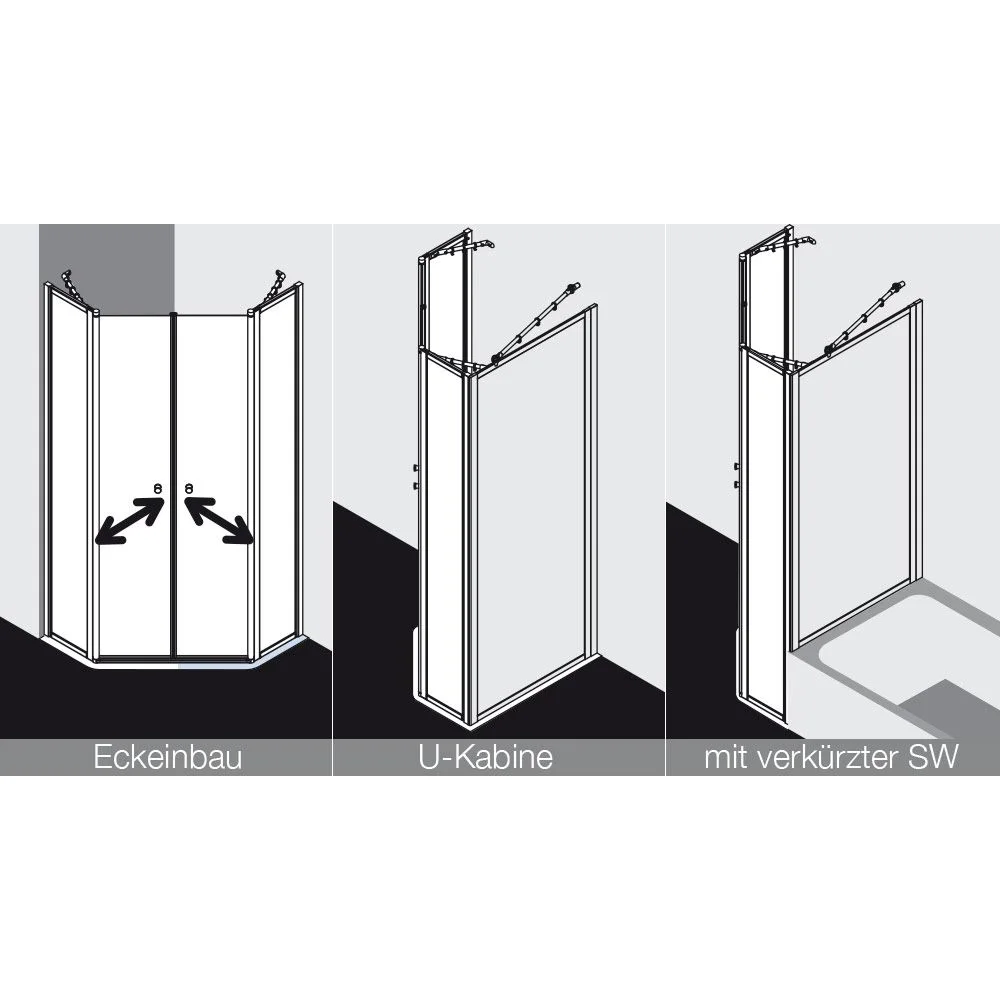 Kermi Nova 2000 F45 Fünfeck-Duschkabine mit Pendeltüren u. Festfeldern 90x90x185 cm Bild 2