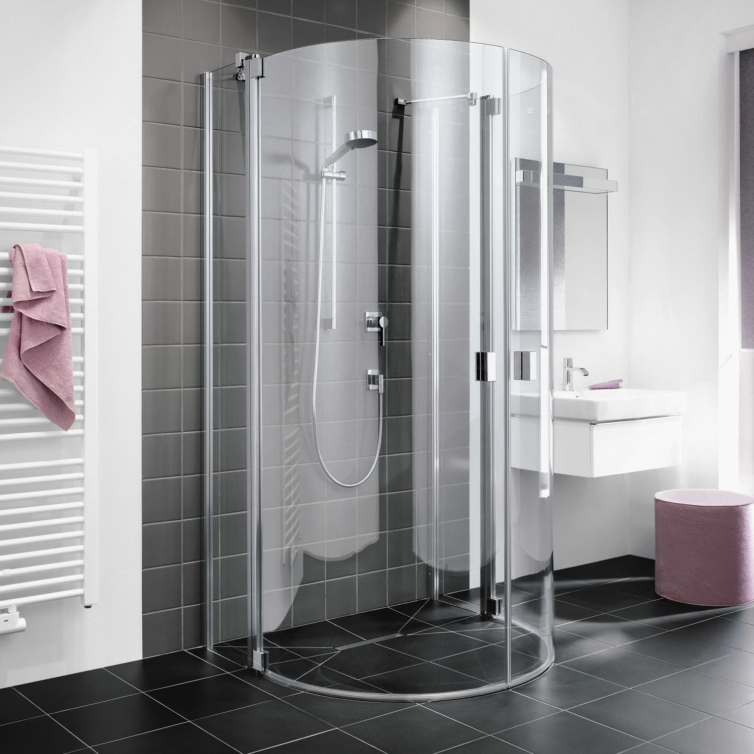 Kermi Raya Halbkreis-Duschkabine 107,6 x 95,5 cm