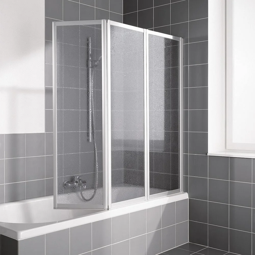 Kermi Vario 2000 Faltwand 3-flügelig auf Badewanne 140 x 140 cm