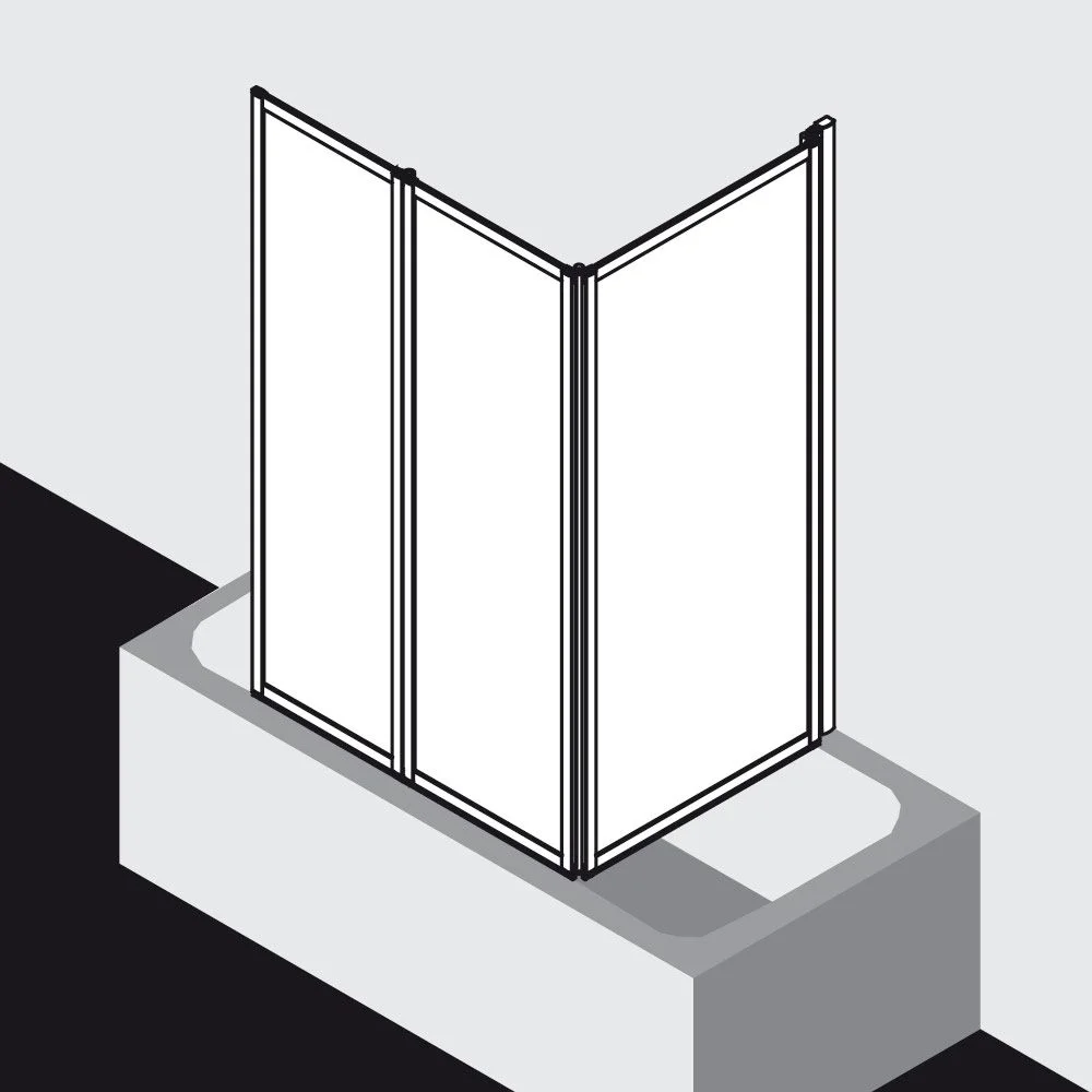 Kermi Vario 2000 Faltwand 3-flügelig über Badewanne 150 x 140 cm