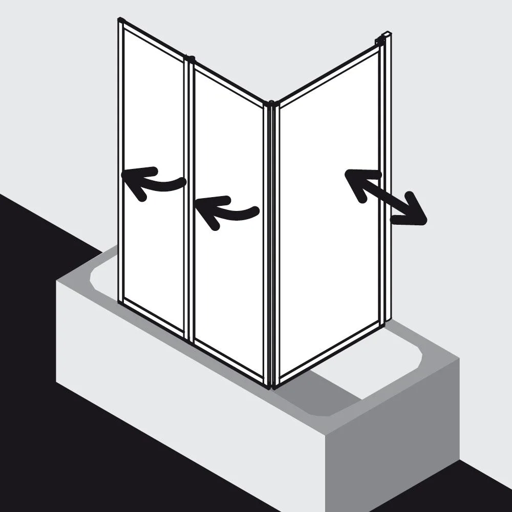 Kermi Vario 2000 Faltwand 3-flügelig über Badewanne 150 x 140 cm Bild 2