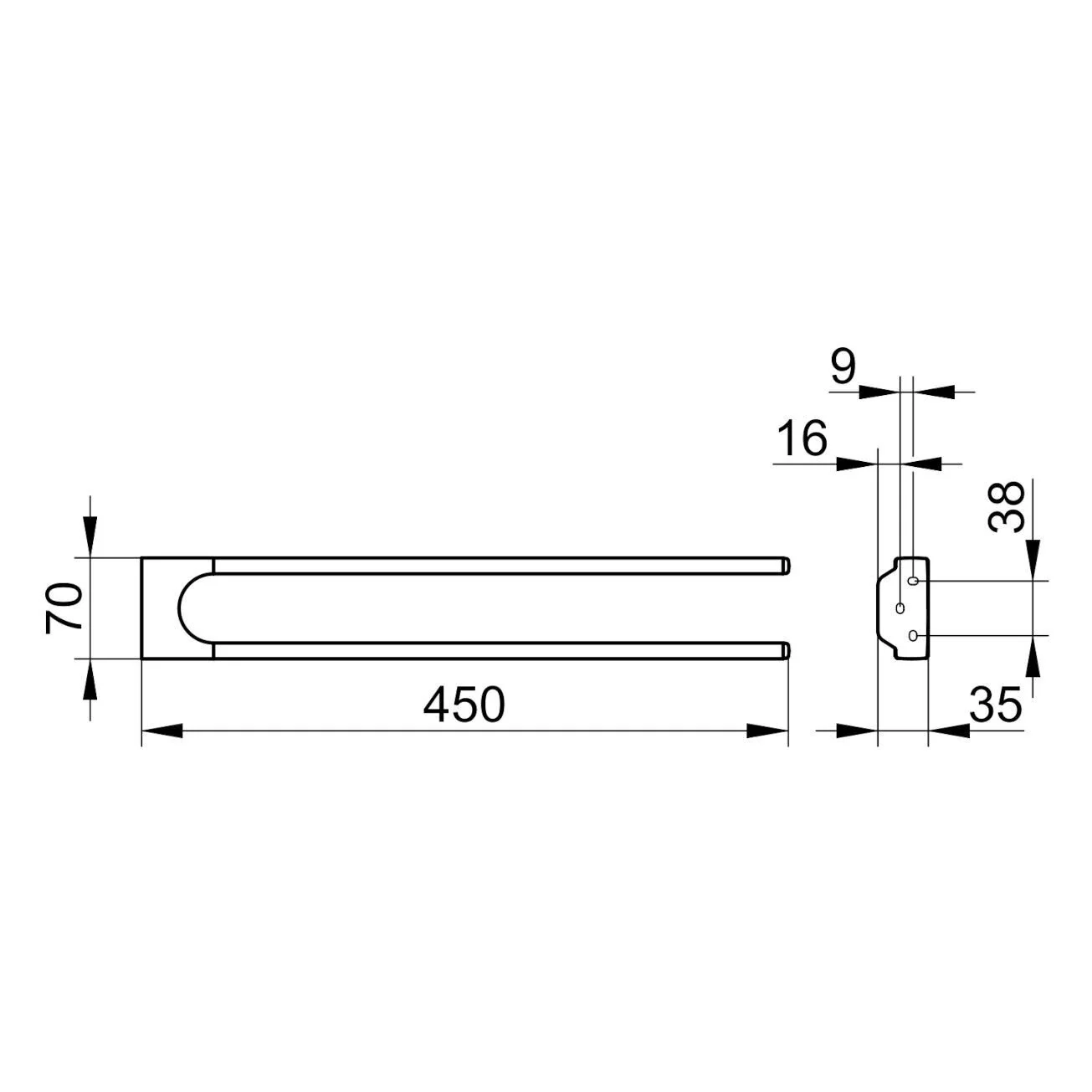 Keuco Moll Handtuchstange 45 cm, 2-armig Bild 5