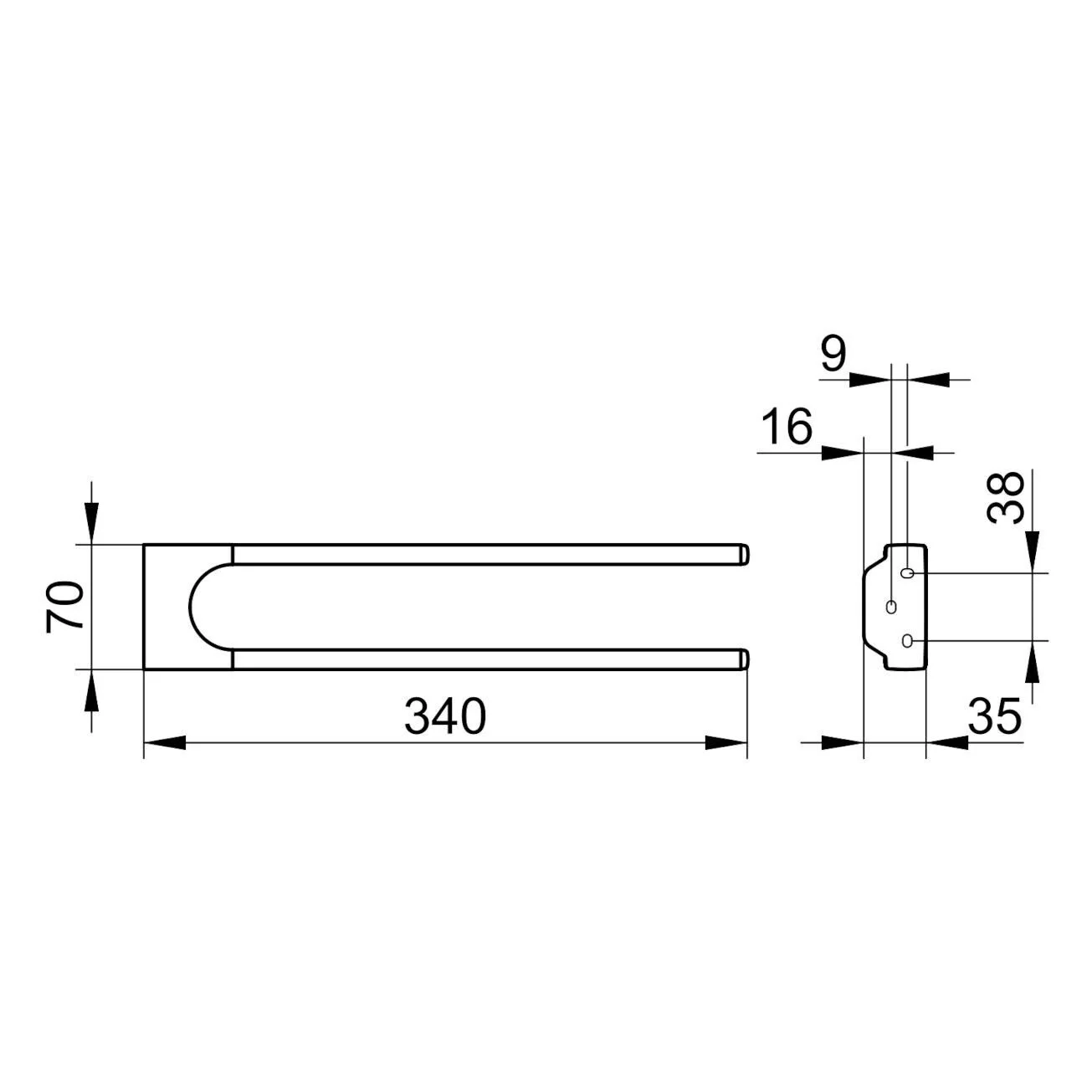 Keuco Moll Handtuchstange 34 cm, 2-armig Bild 5