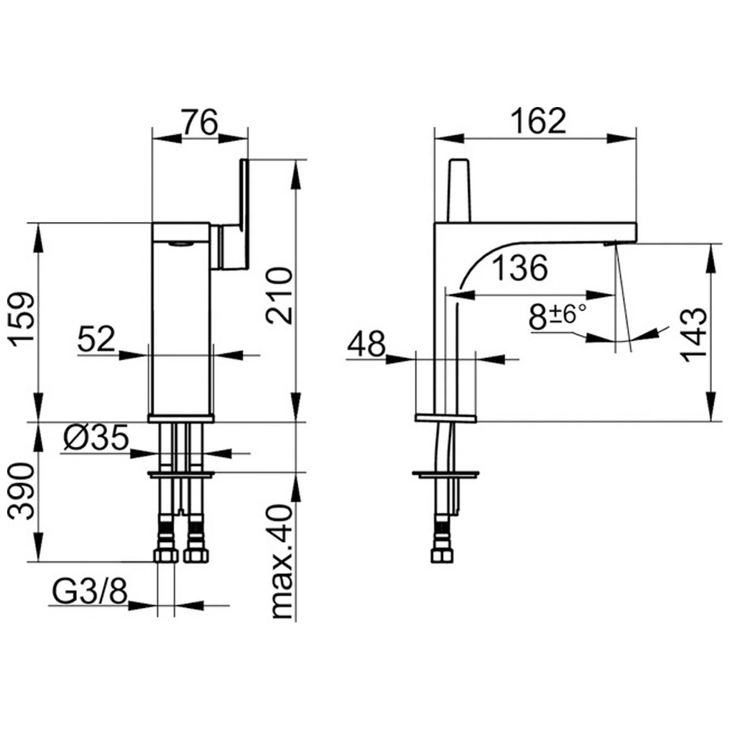 Keuco EDITION 11 Einhebel-Waschtischmischer 150, ohne Ablaufgarnitur Bild 3