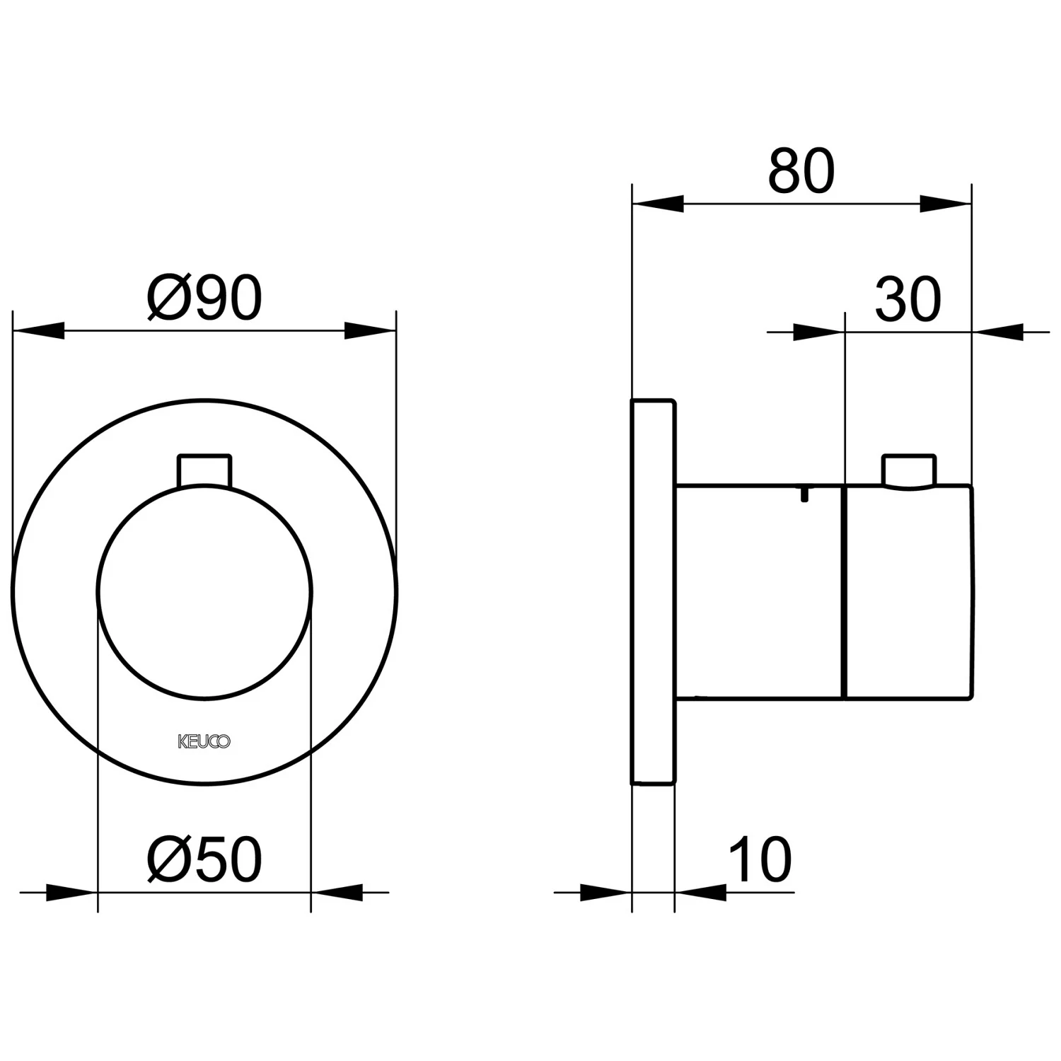 Keuco IXMO Thermostatarmatur Unterputz, rund Bild 2