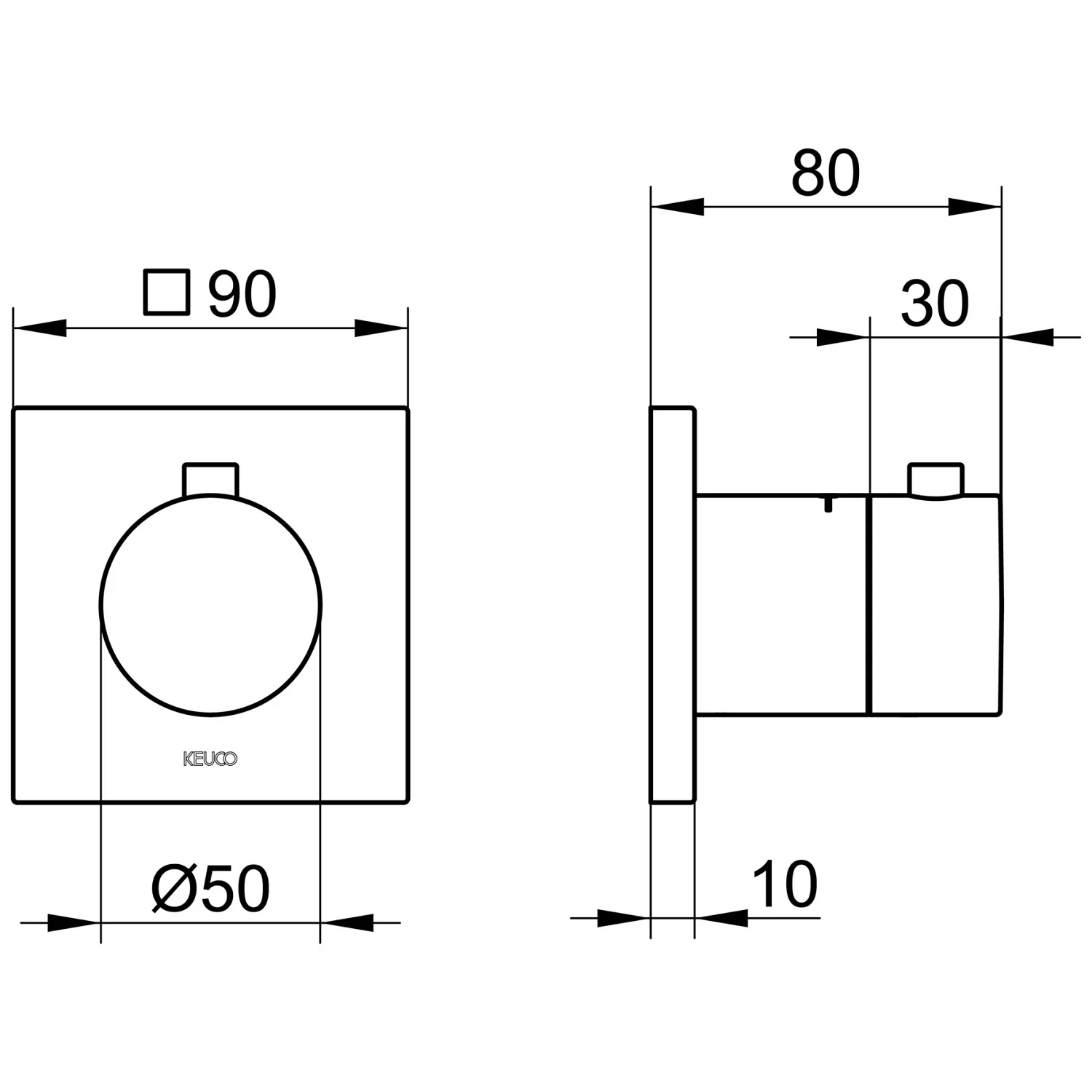 Keuco IXMO Thermostatarmatur Unterputz, eckig Bild 2