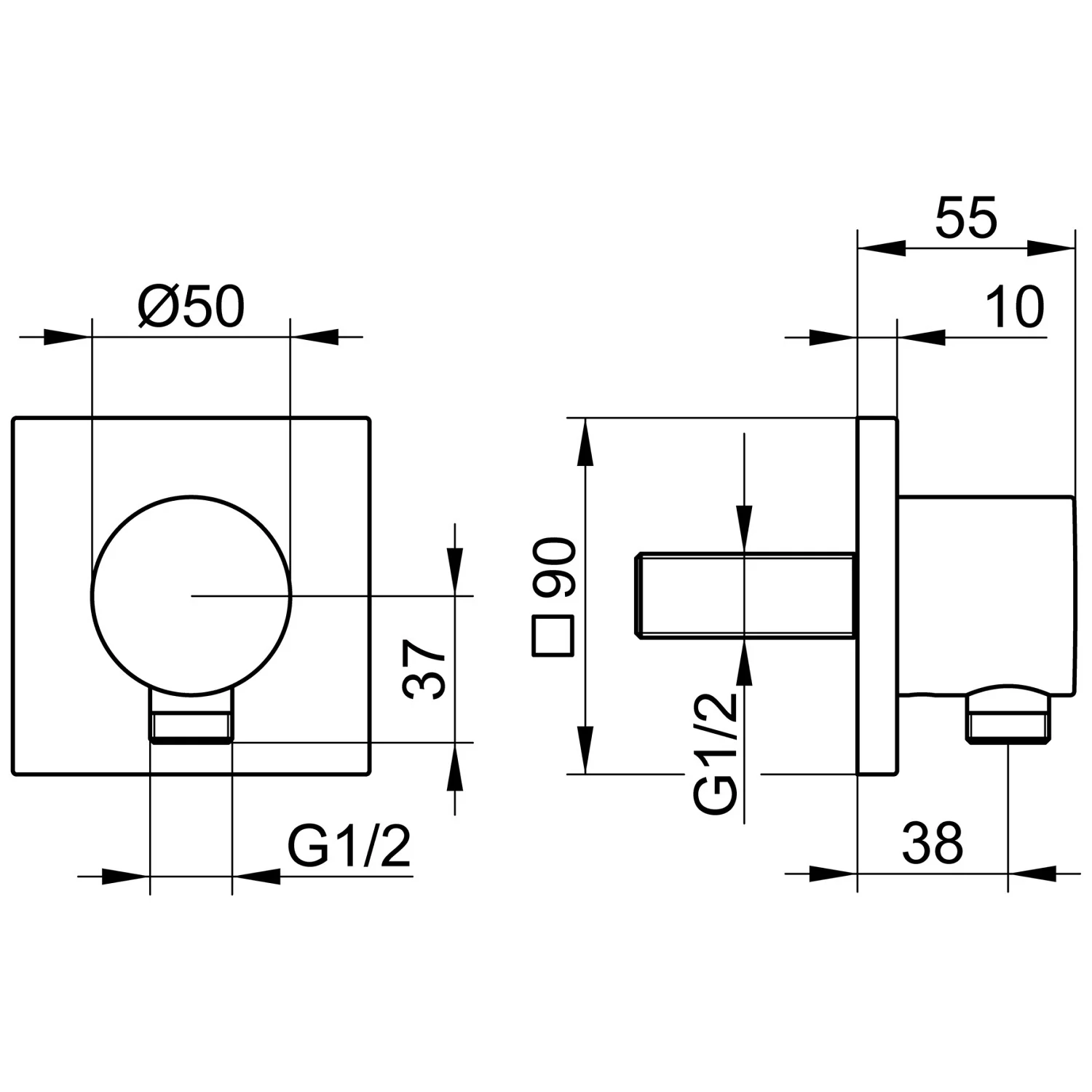 Keuco IXMO Schlauchanschluss DN15 eckig Bild 2