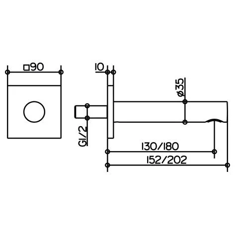 Keuco IXMO Wanneneinlauf Unterputz, Ausladung 18 cm, Rosette eckig Bild 2