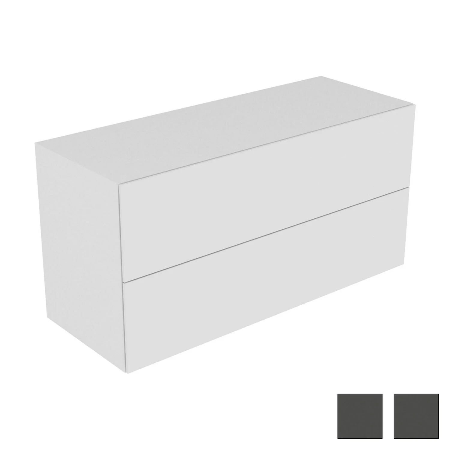 Biała komoda z widokiem z boku z opcjami kolorów, Keuco