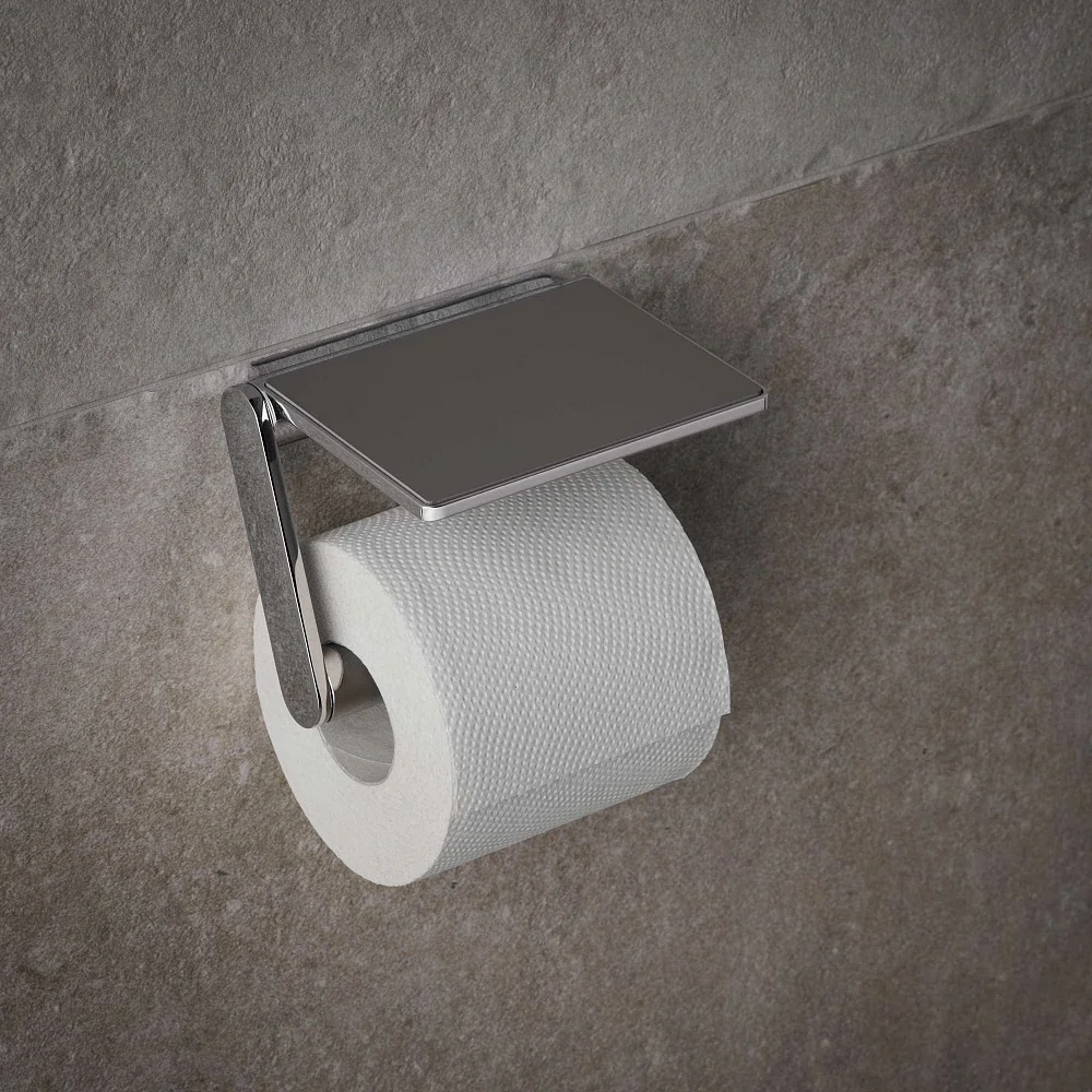 Uchwyt na papier toaletowy z kwadratową półką, Keuco