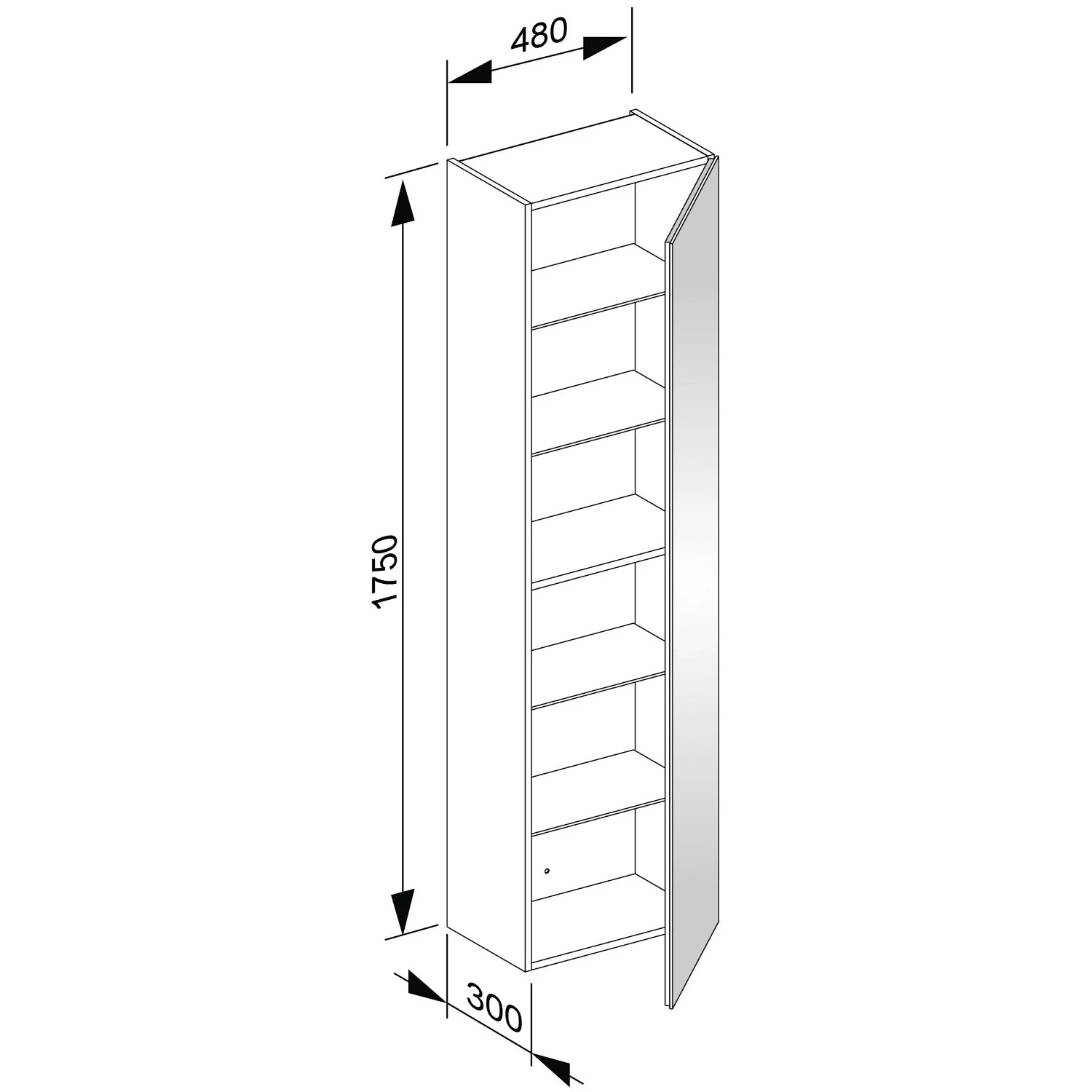 Keuco X-Line Hochschrank 48 x 175 cm, Türanschlag rechts Bild 3