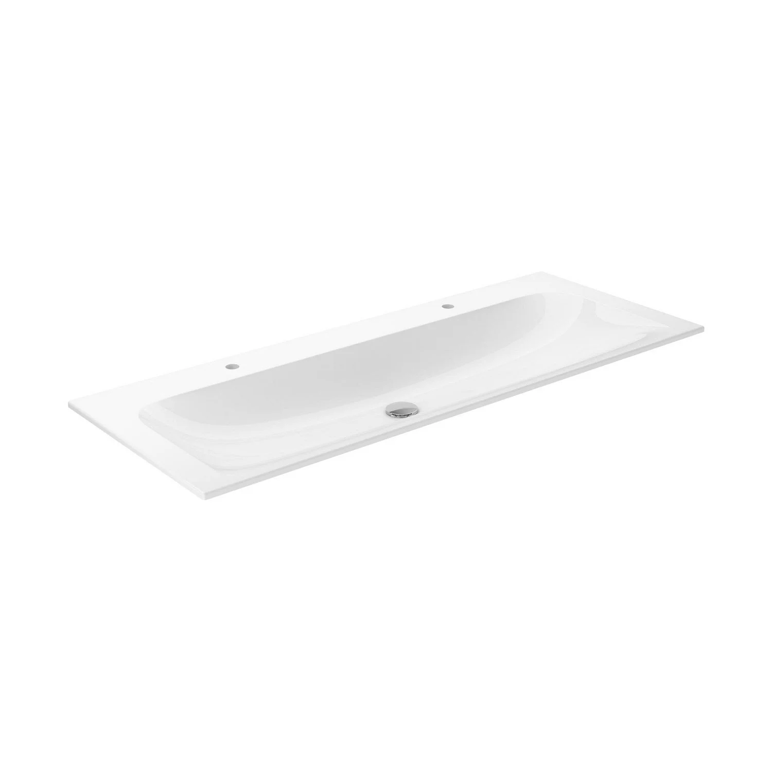 Keuco X-Line Keramik-Doppelwaschtisch mit 2 x 1 Hahnloch 120,5 x 49,3 cm
