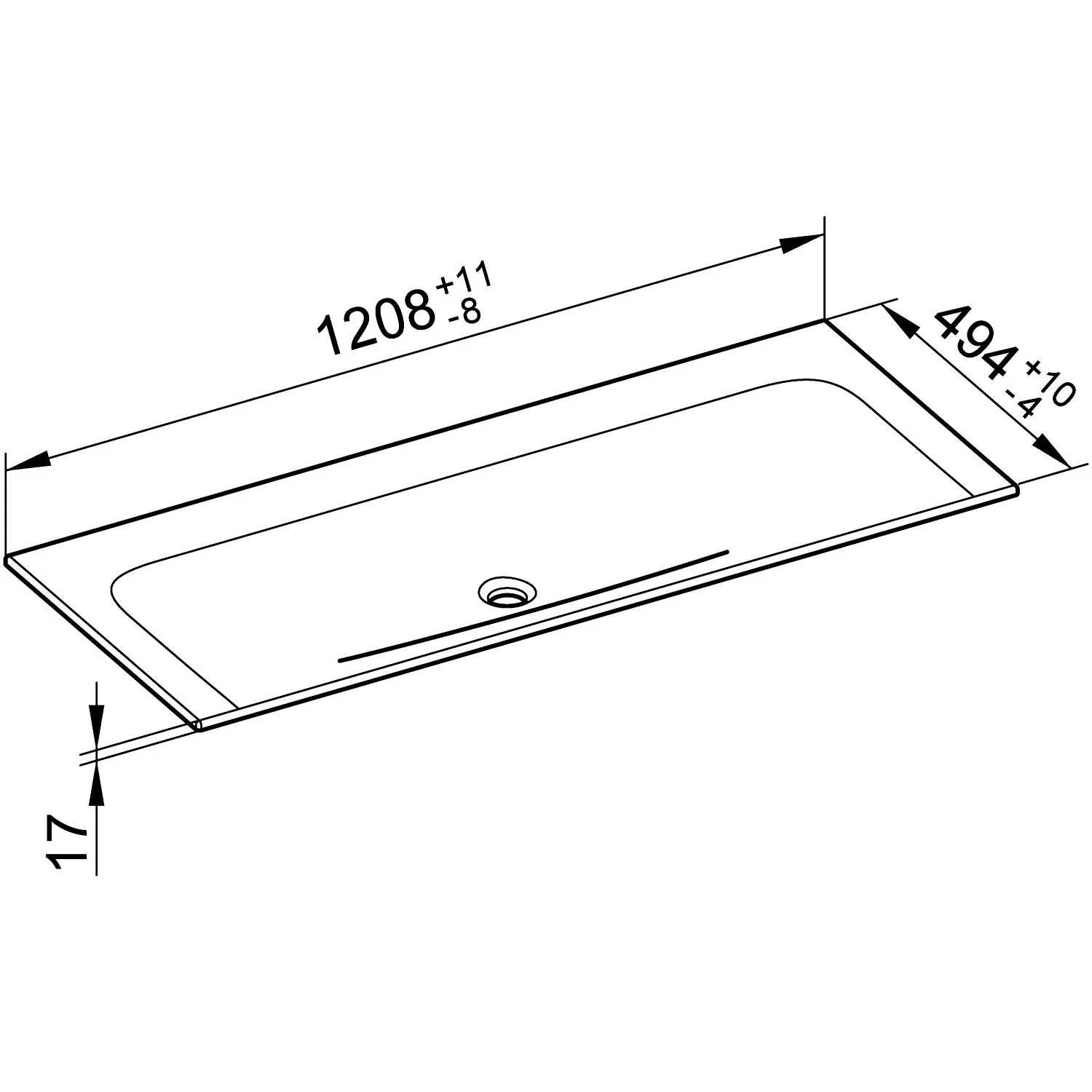 Keuco X-Line Keramik-Waschtisch 120,5 x 49,3 cm Bild 3