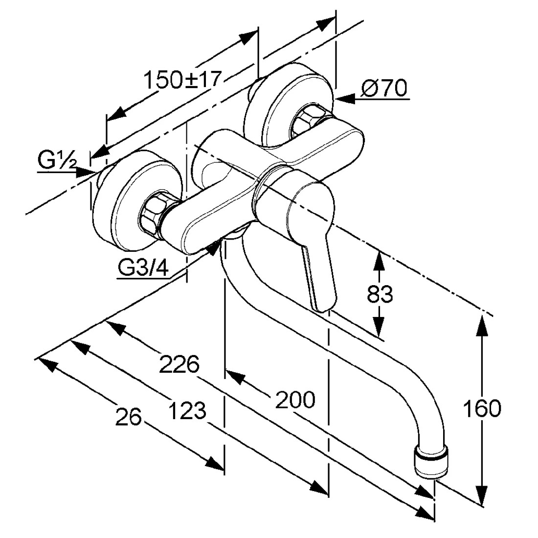 Kludi LOGO NEO Spültisch-Wand-Einhandmischer Bild 2