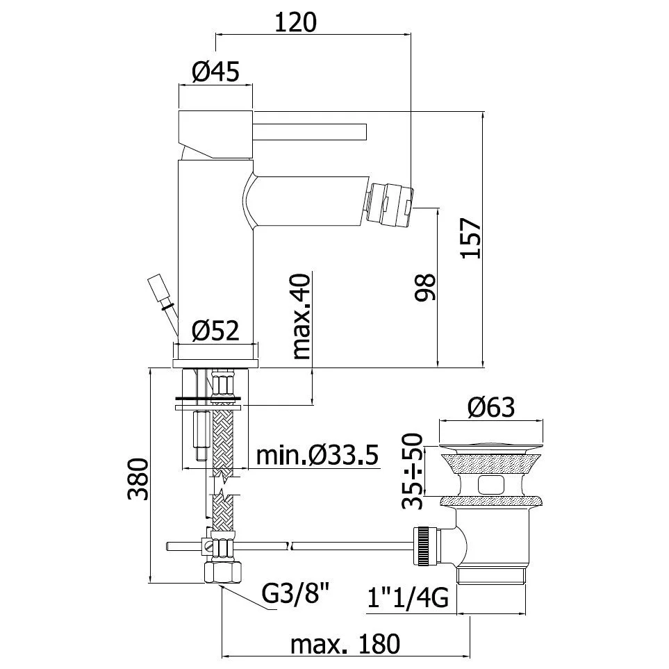 Kronenbach AQA 2.0 Bidet-Einhebelmischer mit Ablaufgarnitur Bild 4