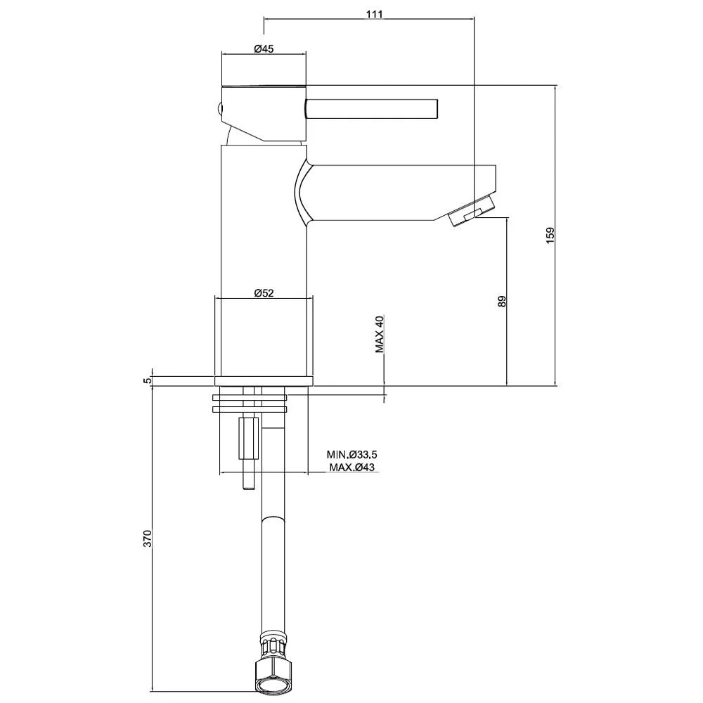 Kronenbach AQA 2.0 Waschtisch-Einhebelmischer Water-Save ohne Ablaufgarnitur Bild 5