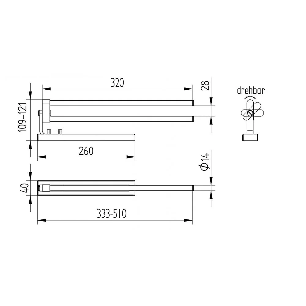 Kronenbach Handtuchhalter 32 cm zweiarmig, verstellbar Bild 2