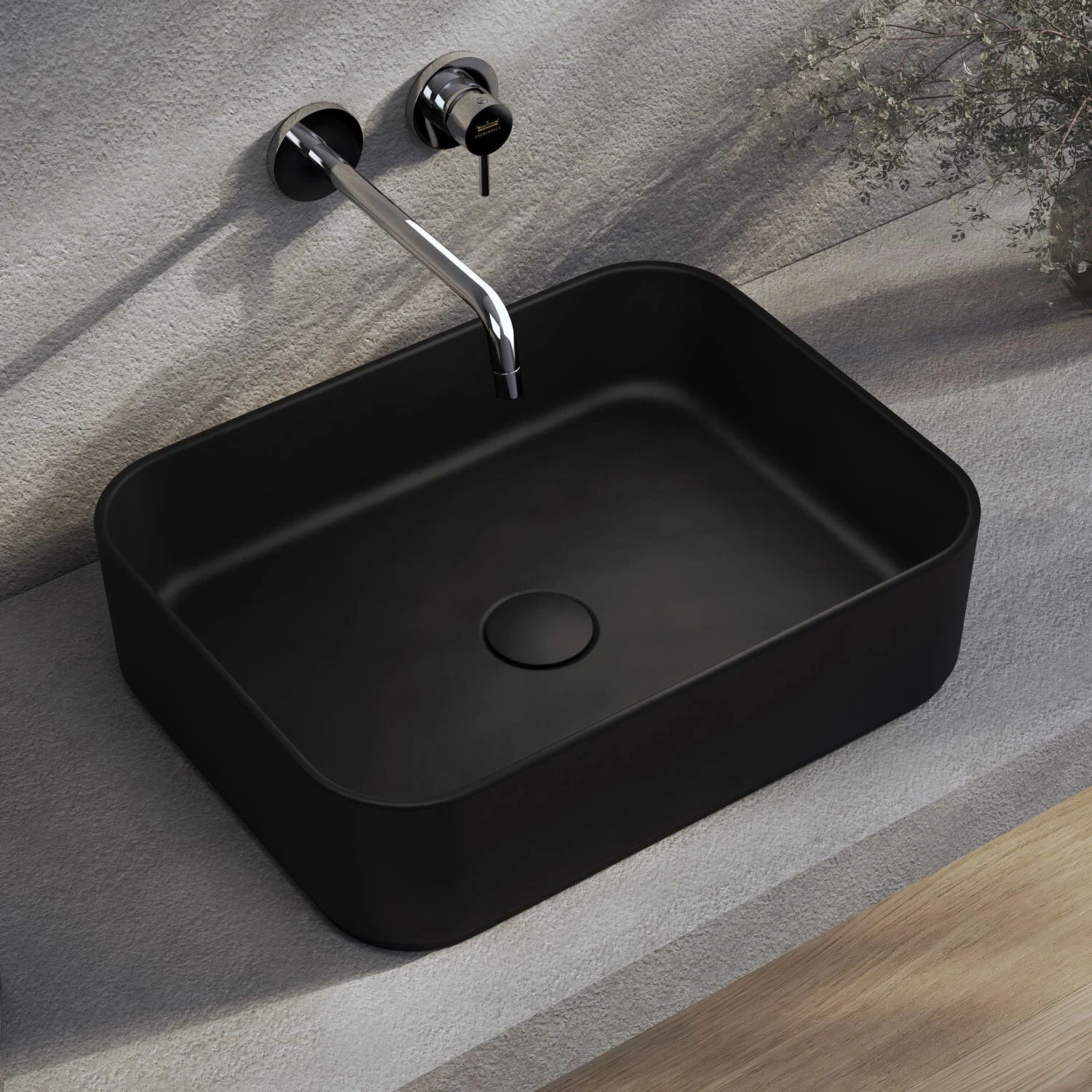 Kronenbach Cube Black Edition Aufsatzwaschtisch 50 x 38,5 cm