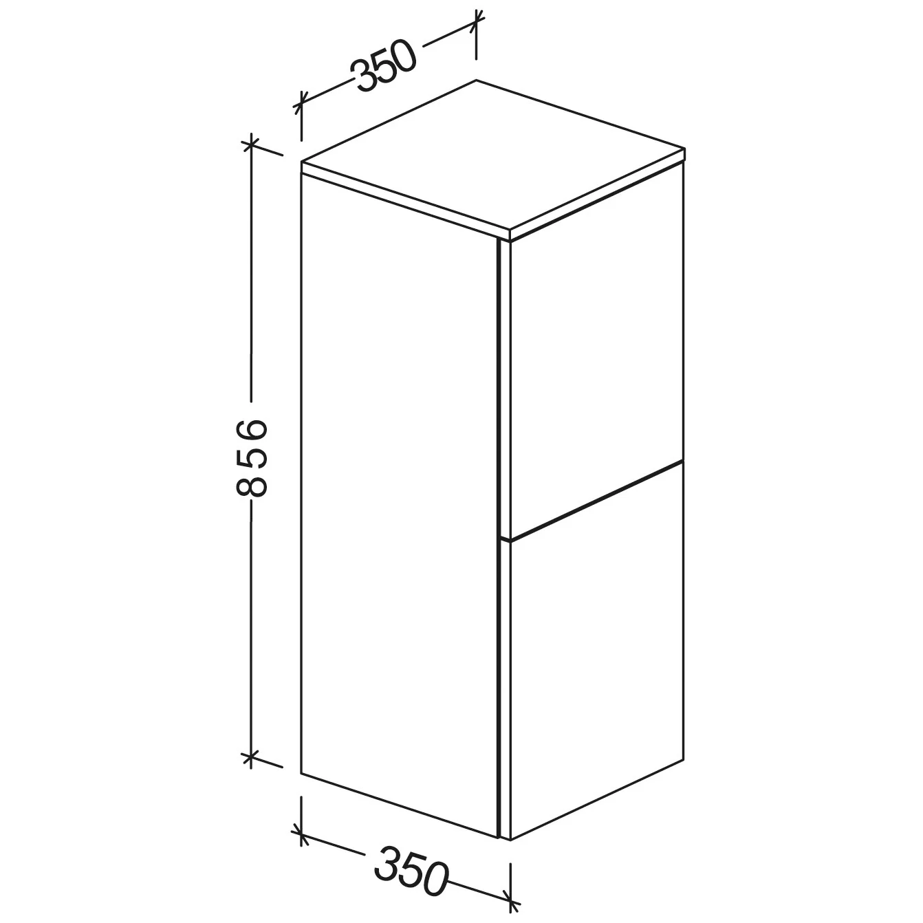 Kronenbach Plana 2.0 Highboard 35 x 85,6 cm mit 2 Türen, Anschlag links Bild 3
