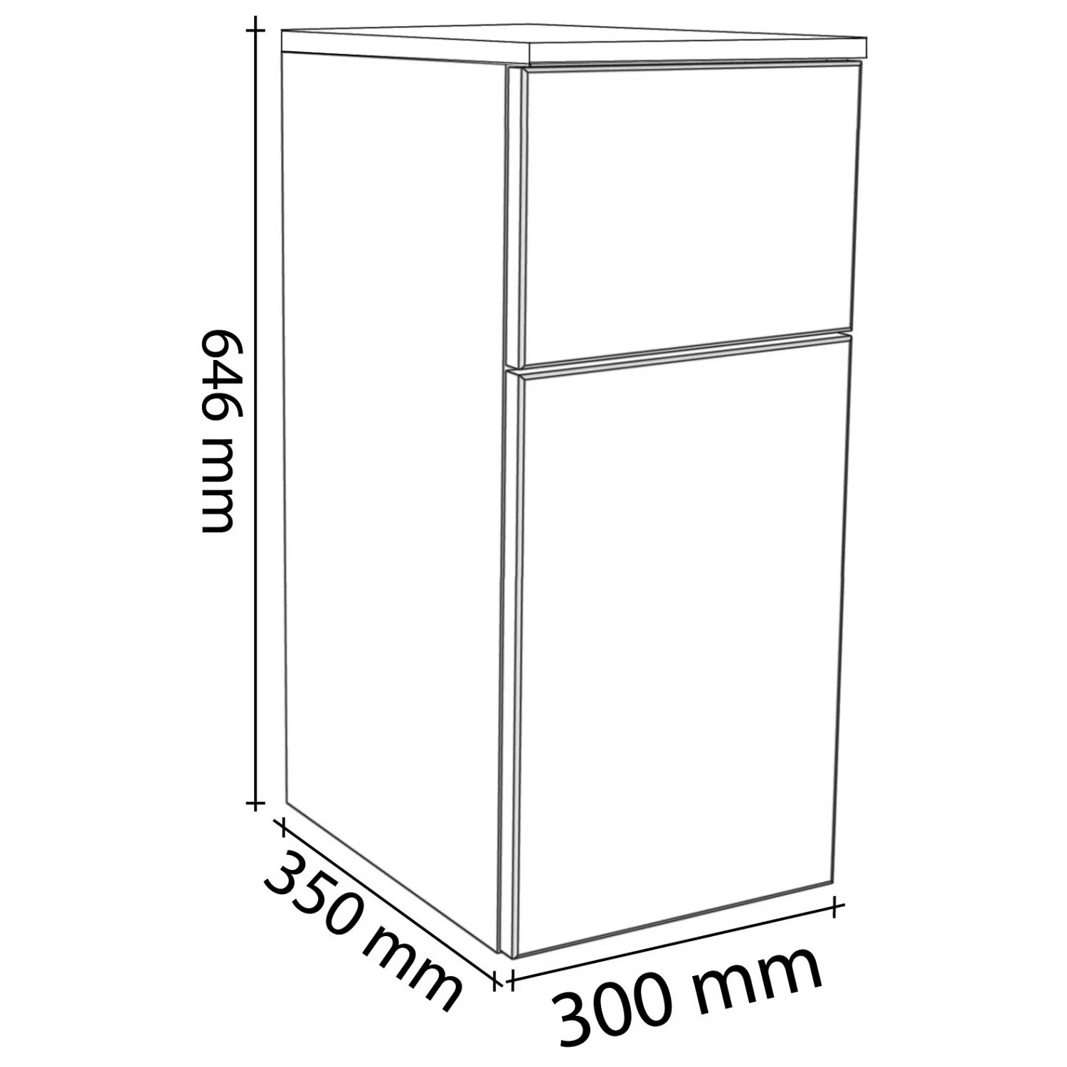Kronenbach Cube Highboard 30 x 64,6 cm, 1 Auszug, 1 Tür, Anschlag links, mit TIP-ON Bild 5