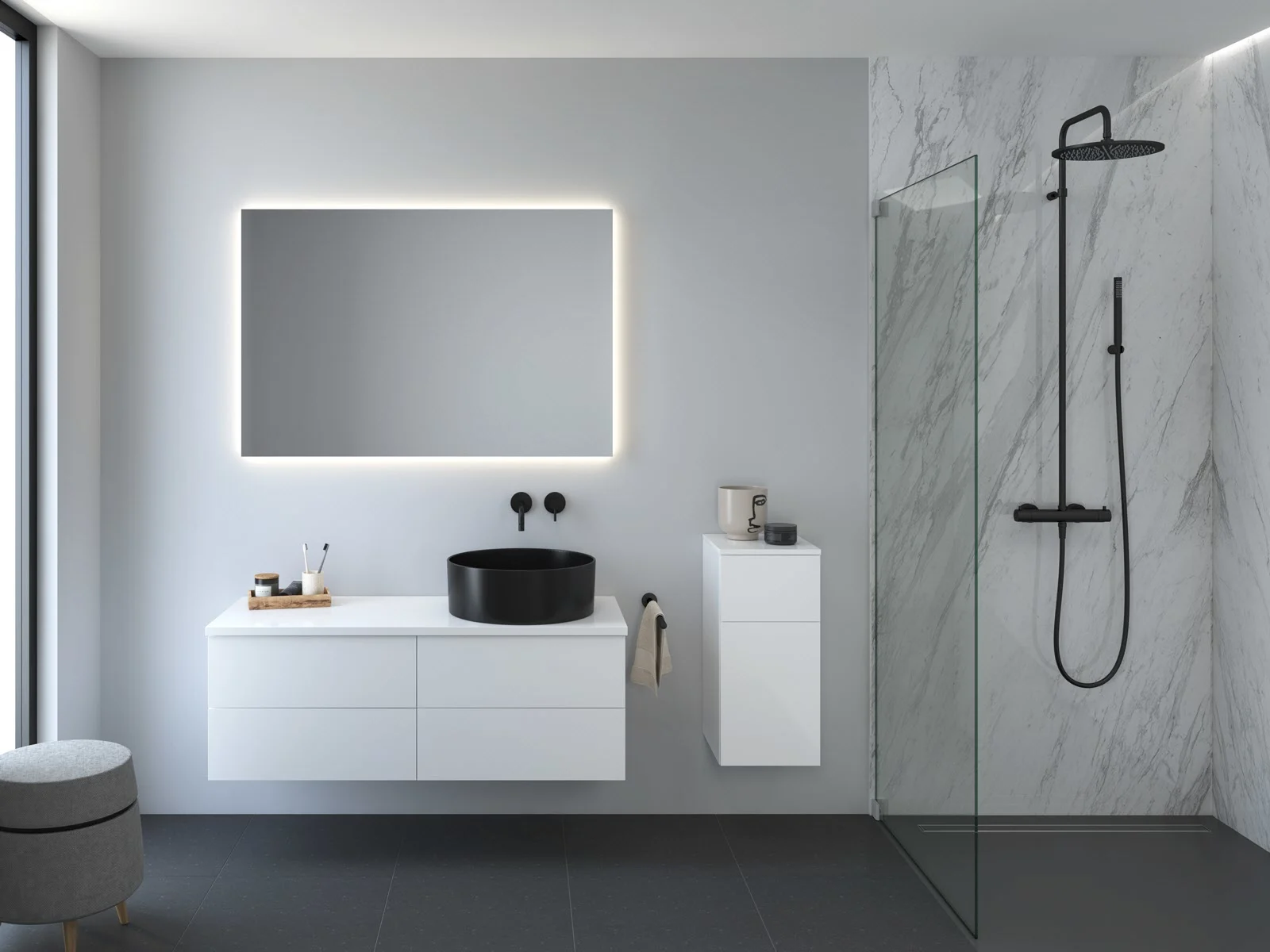 Kronenbach Cube Highboard 30 x 64,6 cm, 1 Auszug, 1 Tür, Anschlag links, mit TIP-ON Bild 3