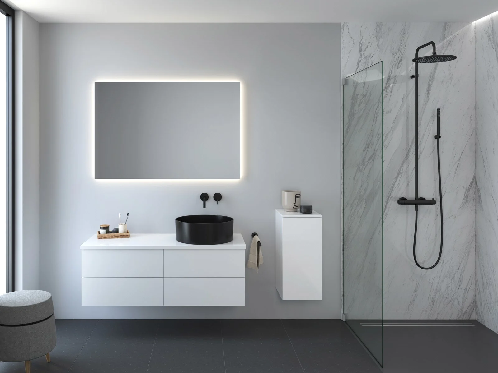 Kronenbach Cube Highboard 30 x 64,6 cm, 1 Tür, Anschlag links, mit TIP-ON Bild 3