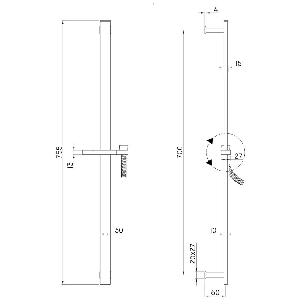 Kronenbach SUPRA Brauseset mit Stabhandbrause und Wandstange Bild 5