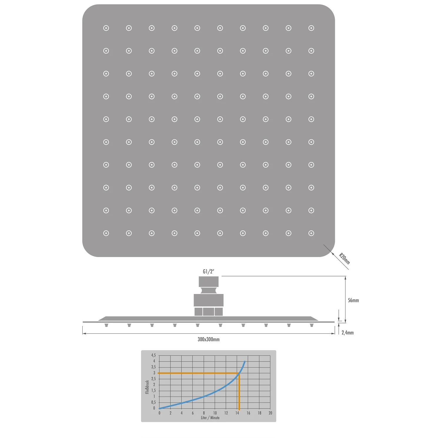 Kronenbach SUPRA 2.0 Kopfbrause 30 x 30 cm Bild 5