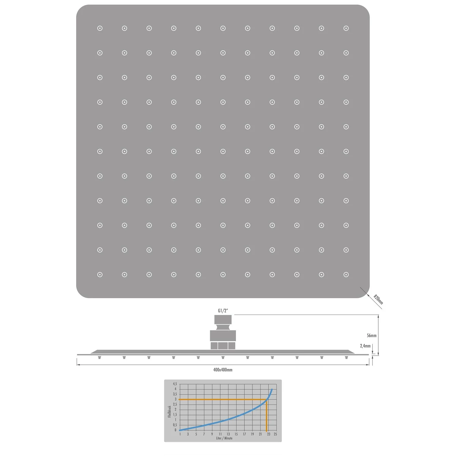 Kronenbach SUPRA 2.0 Kopfbrause 40 x 40 cm Bild 5