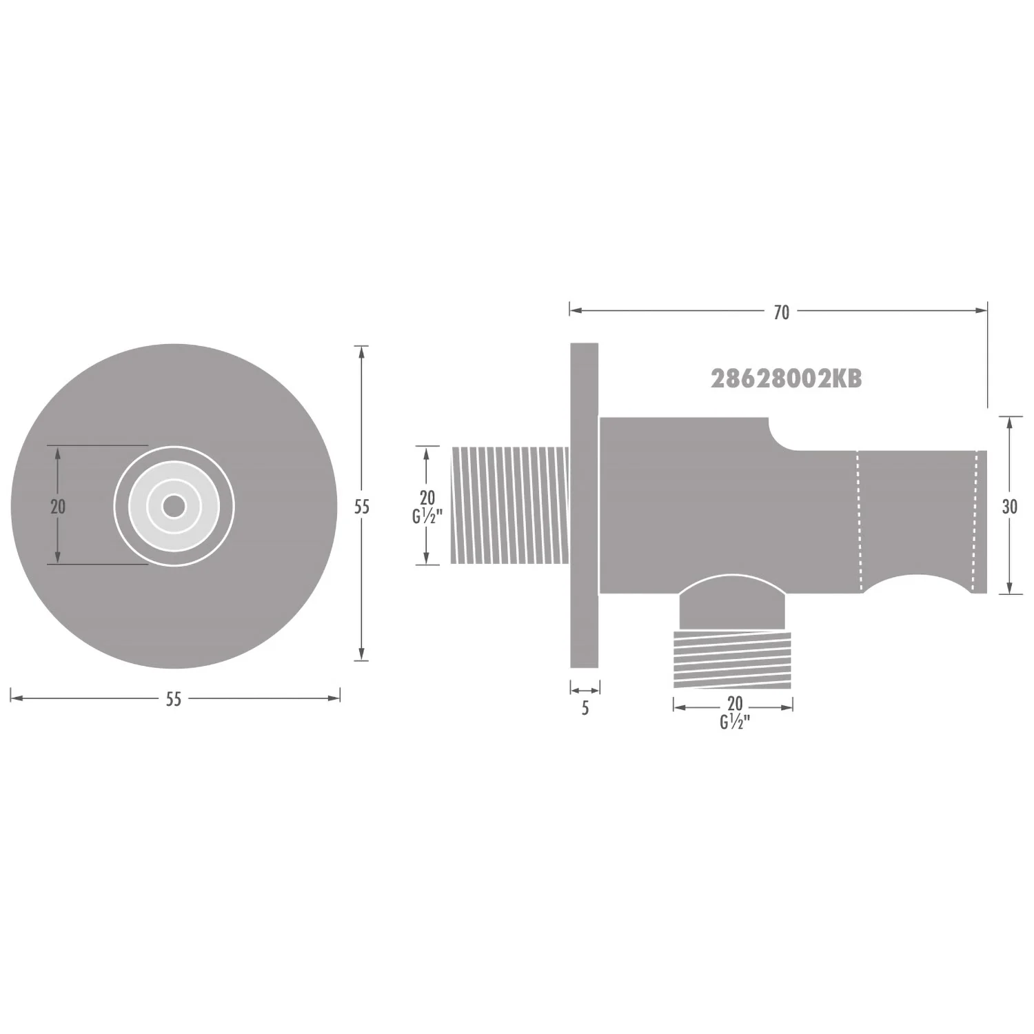 Kronenbach SUPRA 2.0 Wandanschlussbogen mit Brausenhalter Bild 2