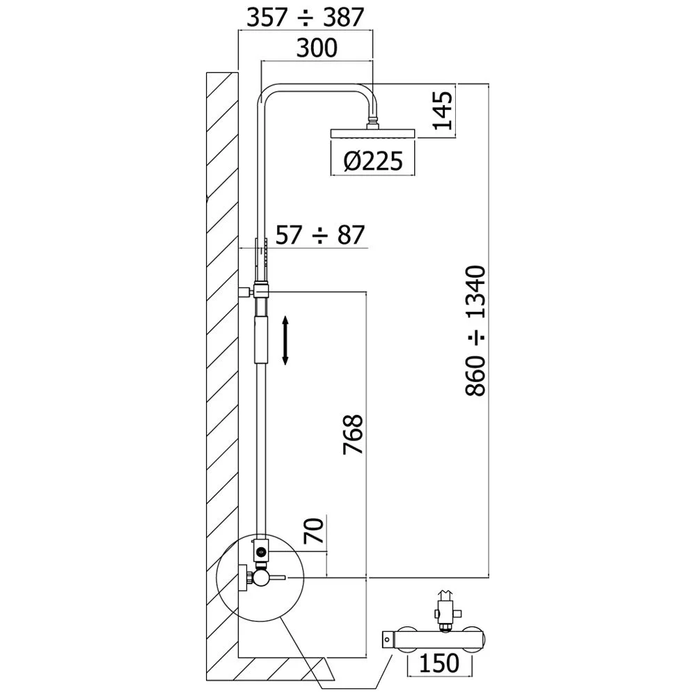 Kronenbach Duschsystem 2.0 rund mit Einhebelmischer und Kopfbrause 22,5 cm Bild 3