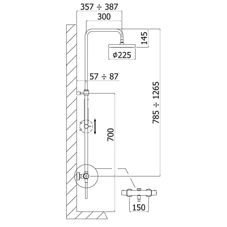 Kronenbach Duschsystem Aufputz mit Thermostat und Kopfbrause Ø 22,5 cm, rund Bild 3