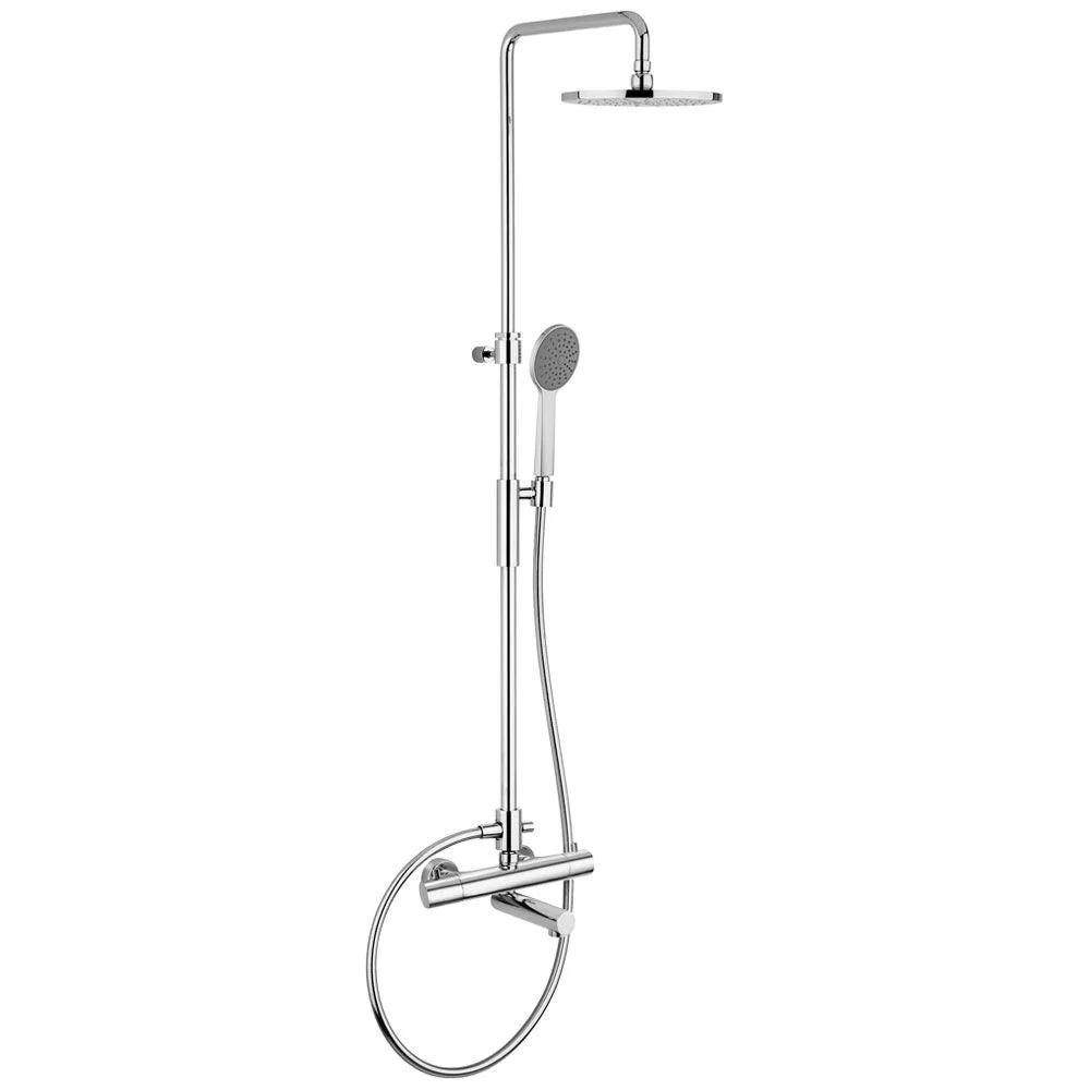 Kronenbach Duschsystem Aufputz mit Wannenthermostat und Kopfbrause Ø 22,5 cm, rund