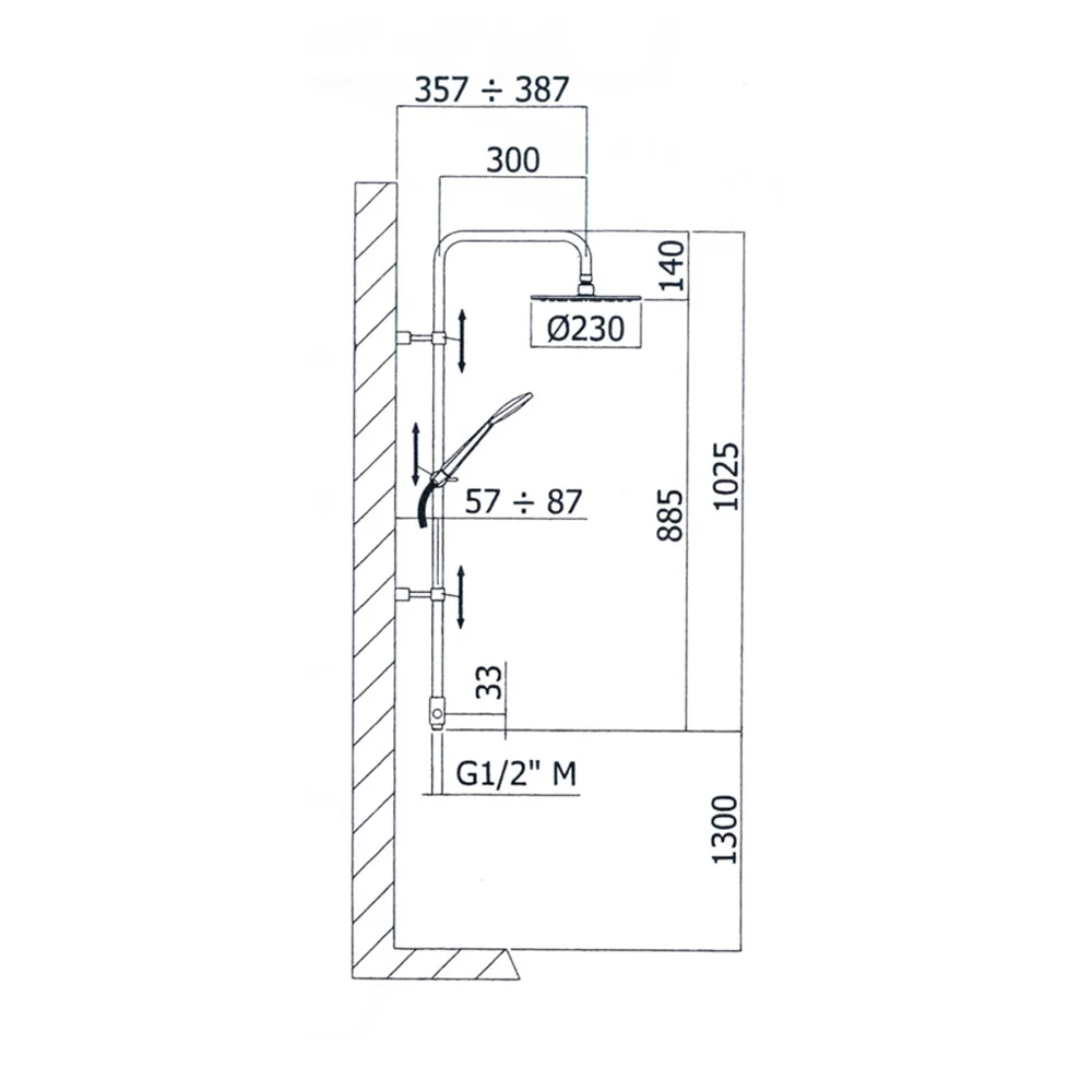 Kronenbach Duschsystem Aufputz ohne Armatur, mit Kopfbrause Ø 22,5 cm, rund Bild 3