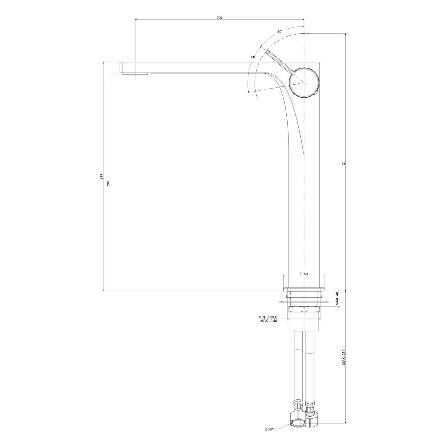 Kronenbach Krona 2.0 Waschtisch-Einhebelmischer XXL für Schalenbecken Bild 5