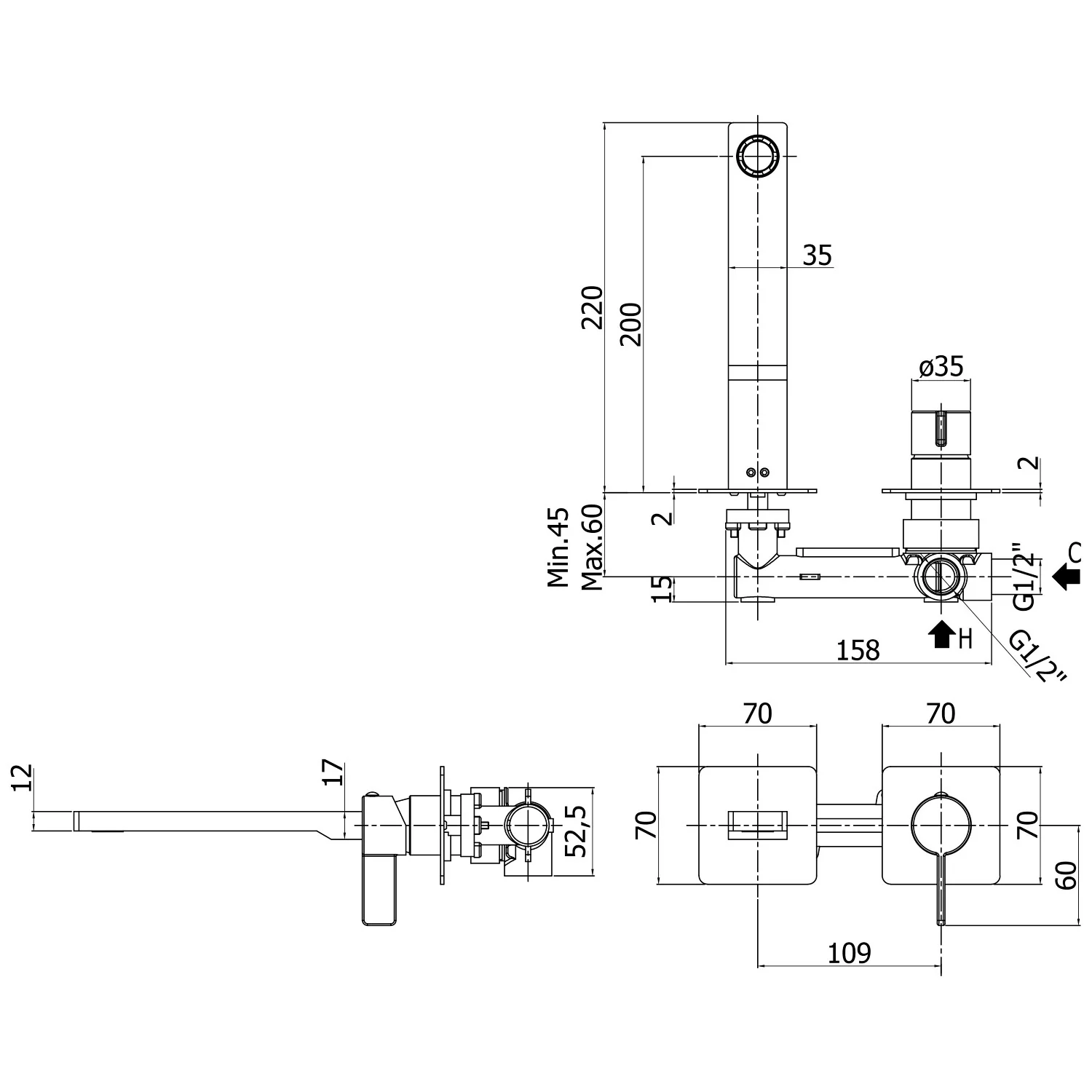 Kronenbach Krona 2.0 Waschtisch-Wandarmatur Ausladung 20 cm inkl. Grundkörper Bild 5