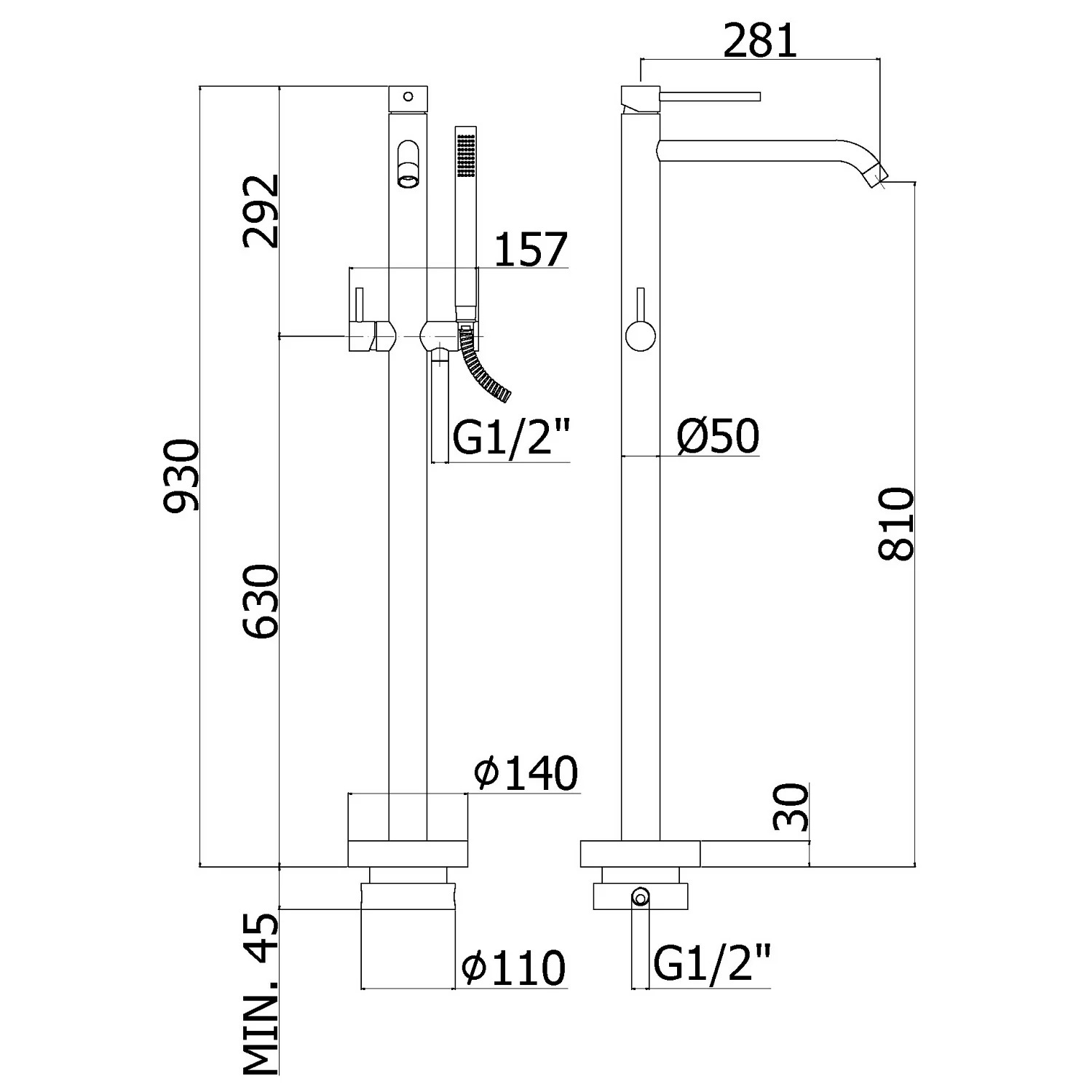 Kronenbach Lima 2.0 Black freistehende Wannenarmatur Bild 4