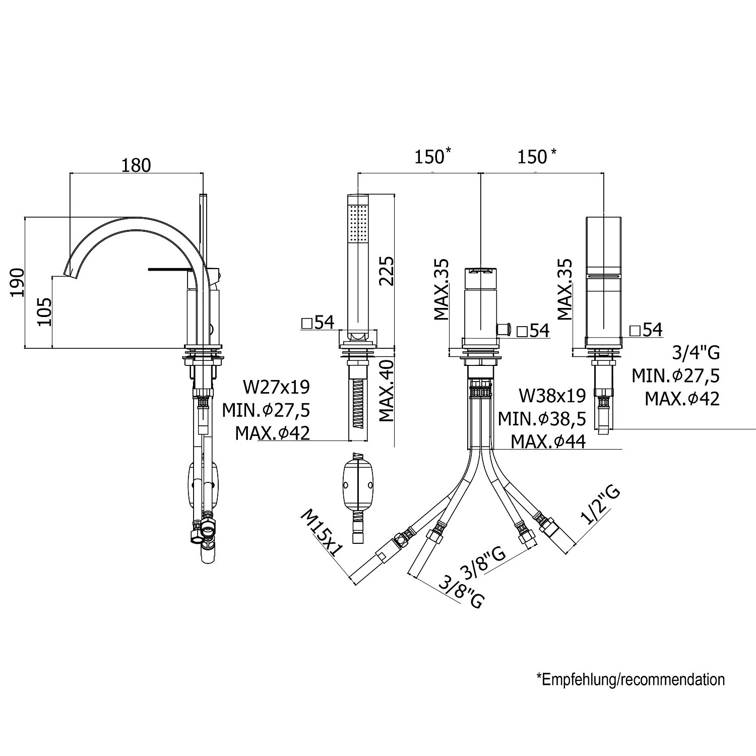 Kronenbach Neura 2.0 3-Loch Wannenrandarmatur Bild 2
