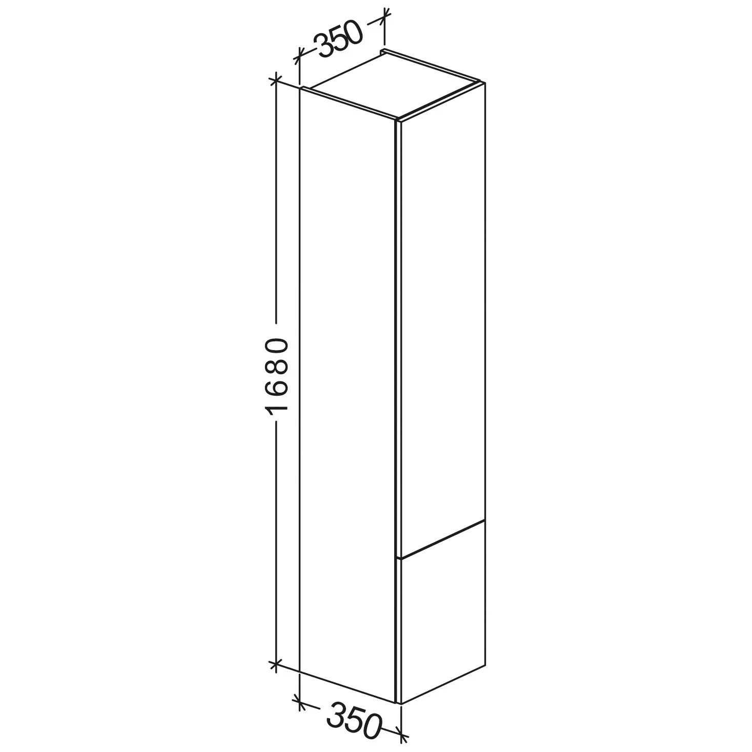 Kronenbach Plana 2.0 Hochschrank 35 x 168 cm mit 2 Türen, Anschlag rechts Bild 3
