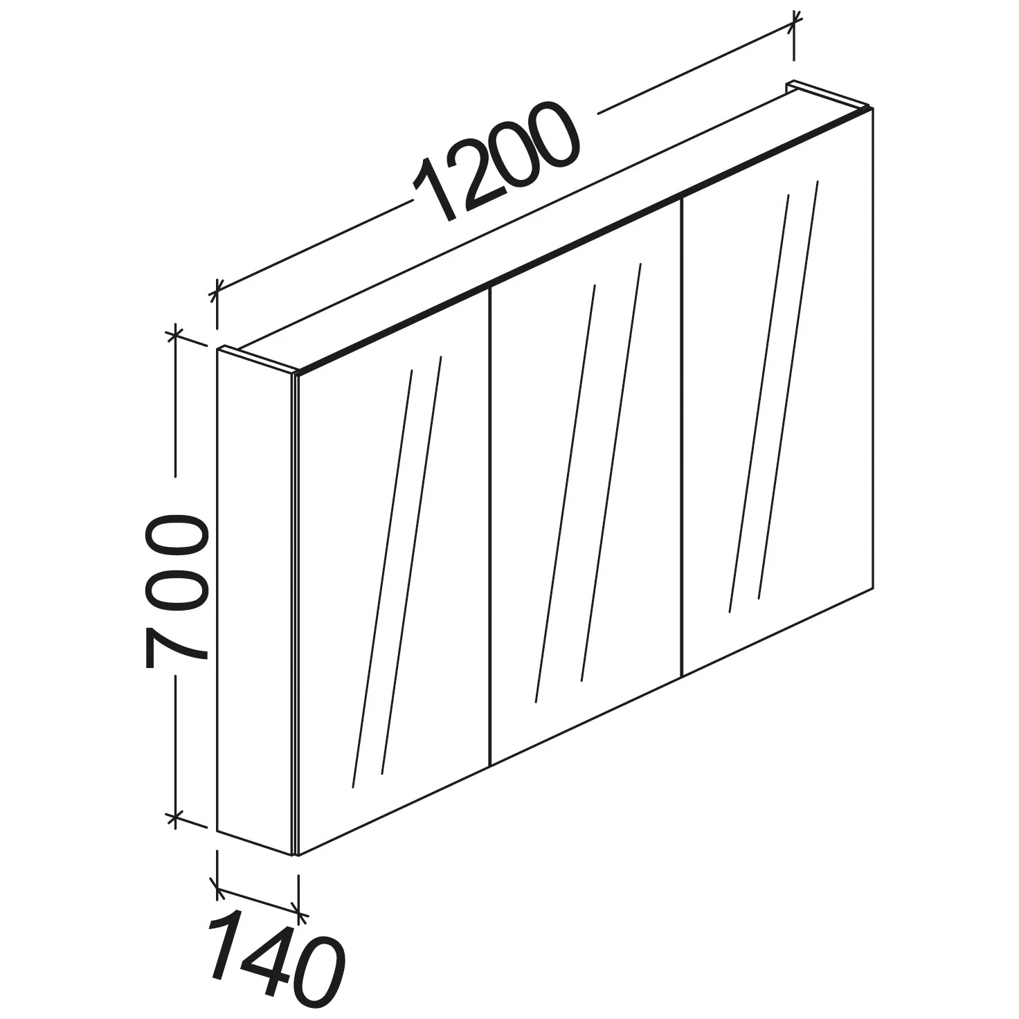 Kronenbach Plana 2.0 Spiegelschrank 120 cm mit 3 Türen und LED-Aufsatzleuchte Bild 5