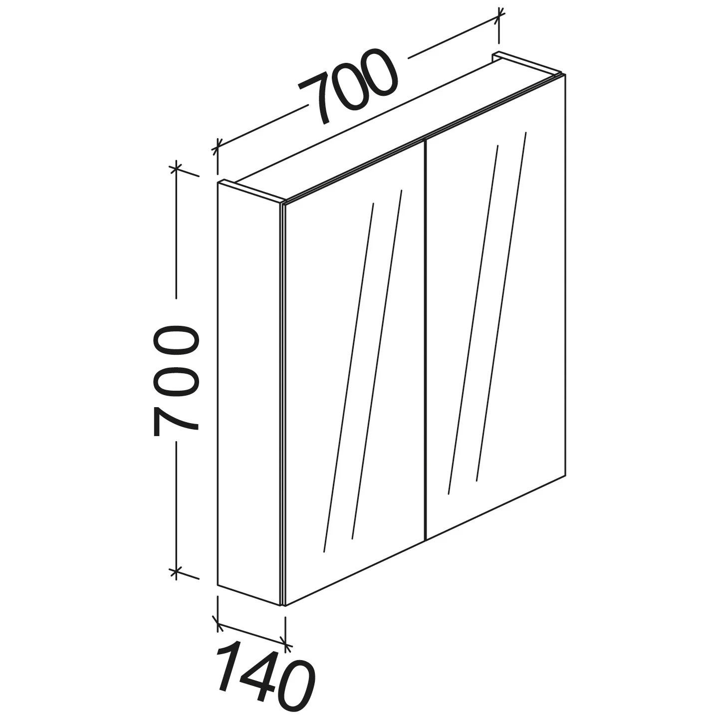 Kronenbach Plana 2.0 Spiegelschrank 70 cm mit 2 Türen und LED-Aufsatzleuchte Bild 5