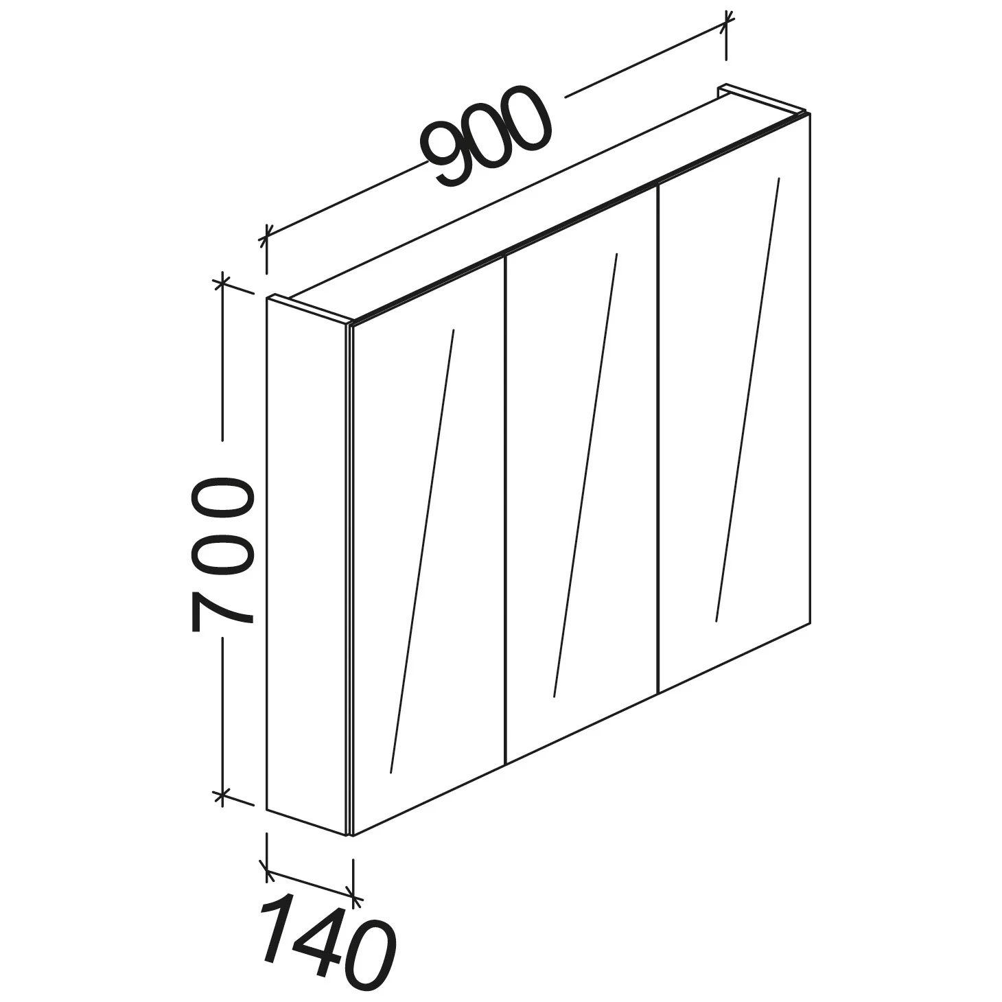 Kronenbach Plana 2.0 Spiegelschrank 90 cm mit 3 Türen und LED-Aufsatzleuchte Bild 5