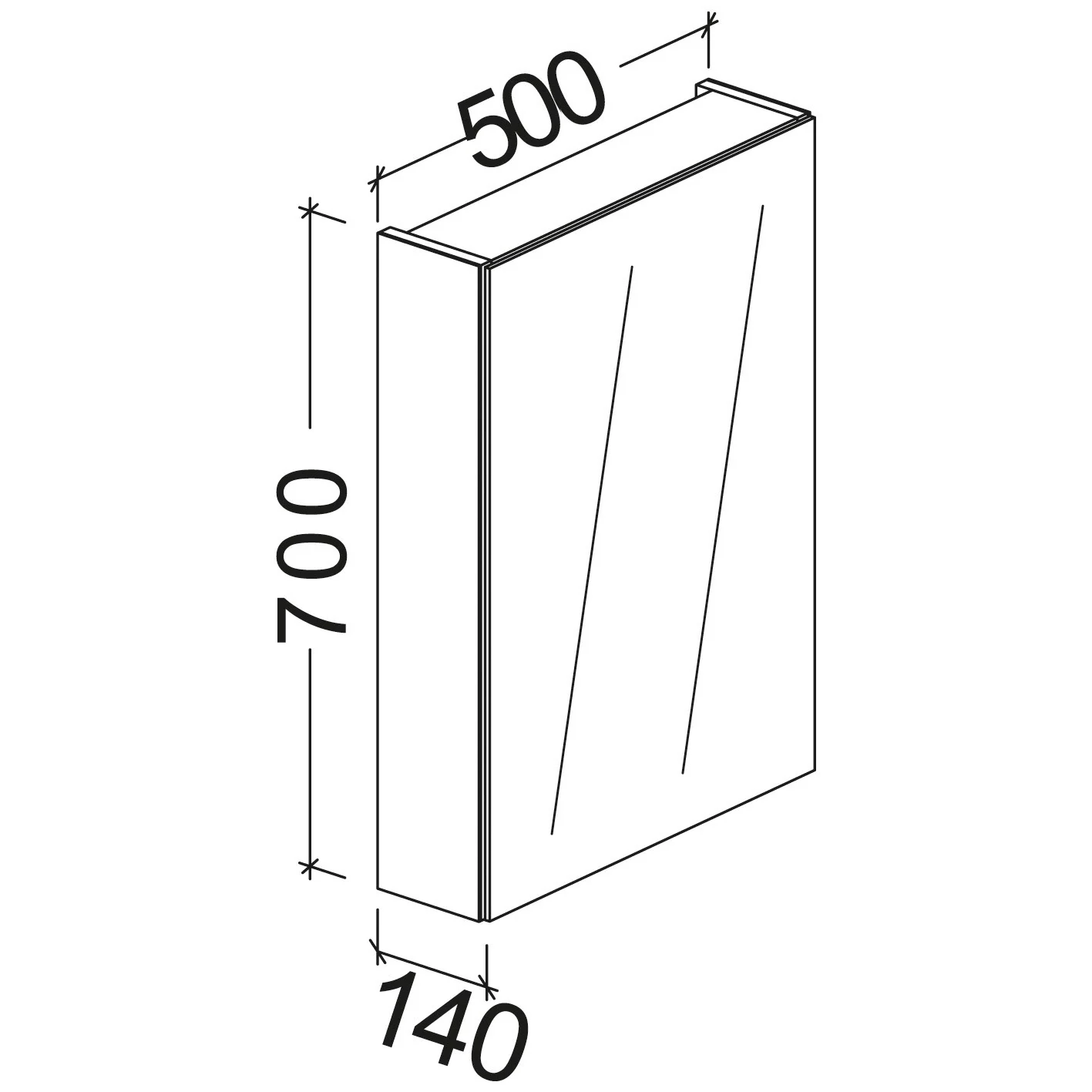 Kronenbach Plana 2.0 Spiegelschrank 50 cm mit 1 Tür und LED-Aufsatzleuchte, Anschlag rechts Bild 5