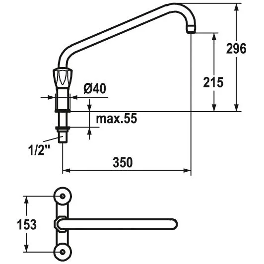 KWC Gastro Zweigriff-Spültisch-Brückenbatterie für die Profiküche, Höhe 29,7 cm Bild 2