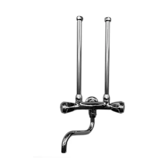 KWC Zweigriffmischer Waschtisch Niederdruck mit gebogener Armatur, Ausladung 16 cm