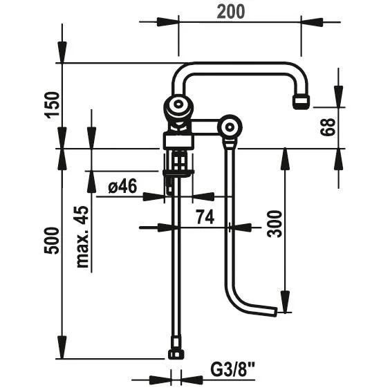 KWC Thekenarmatur Zweigriffmischer mit zwei Unterspühlrohren, Niederdruck Bild 2