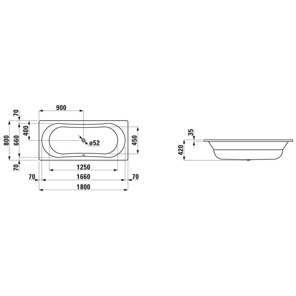 LAUFEN Thallium Duo Einbau-Badewanne 180 cm Bild 2