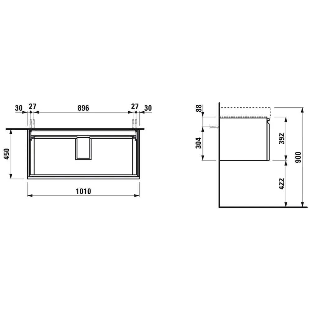 LAUFEN PRO S Waschtischunterbau 101 cm mit 1 Auszug Bild 2