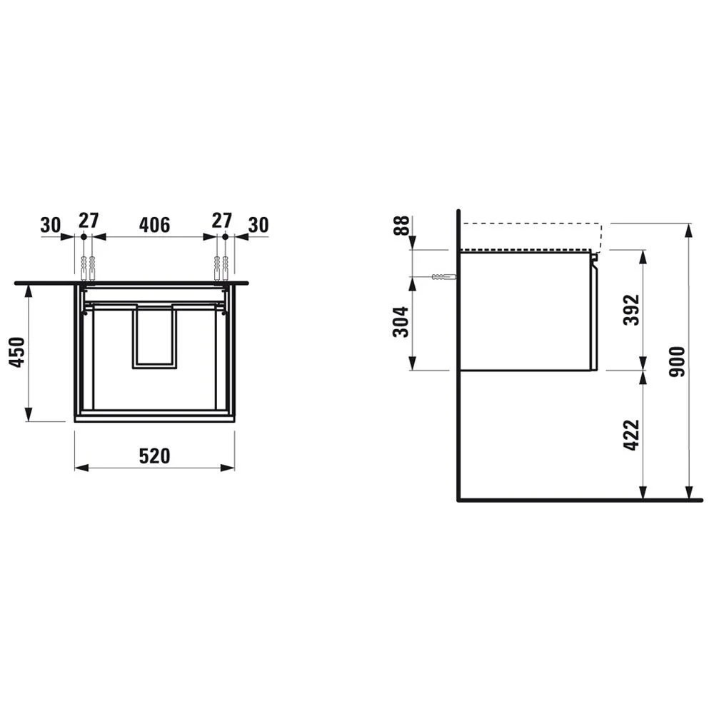 LAUFEN PRO S Waschtischunterbau 52 cm mit 1 Auszug Bild 2