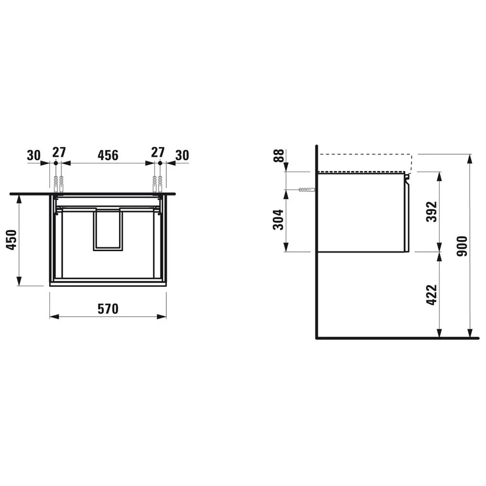 LAUFEN PRO S Waschtischunterbau 57 cm mit 1 Auszug Bild 2